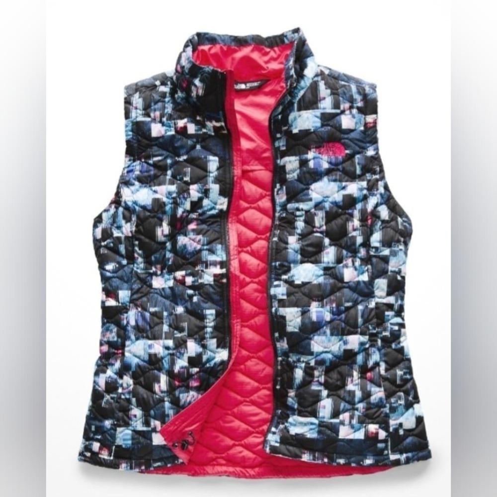 The North Face Women’s ThermoBall Vest Zip-up Multicolor Abstract Print small